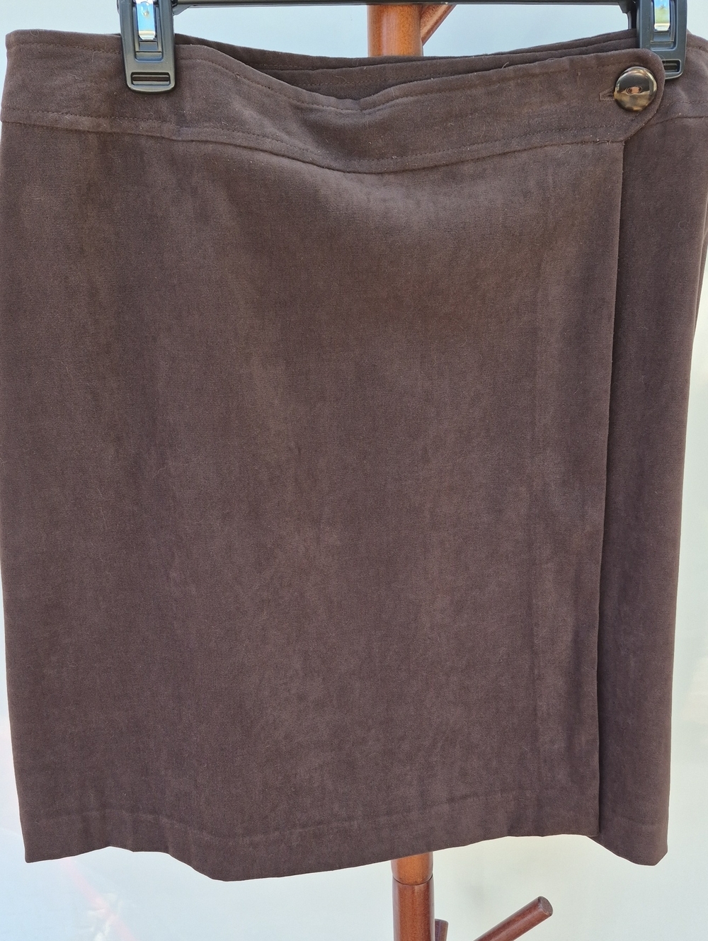 Apostrophe Dark Brown Suede-Look Pencil Skirt